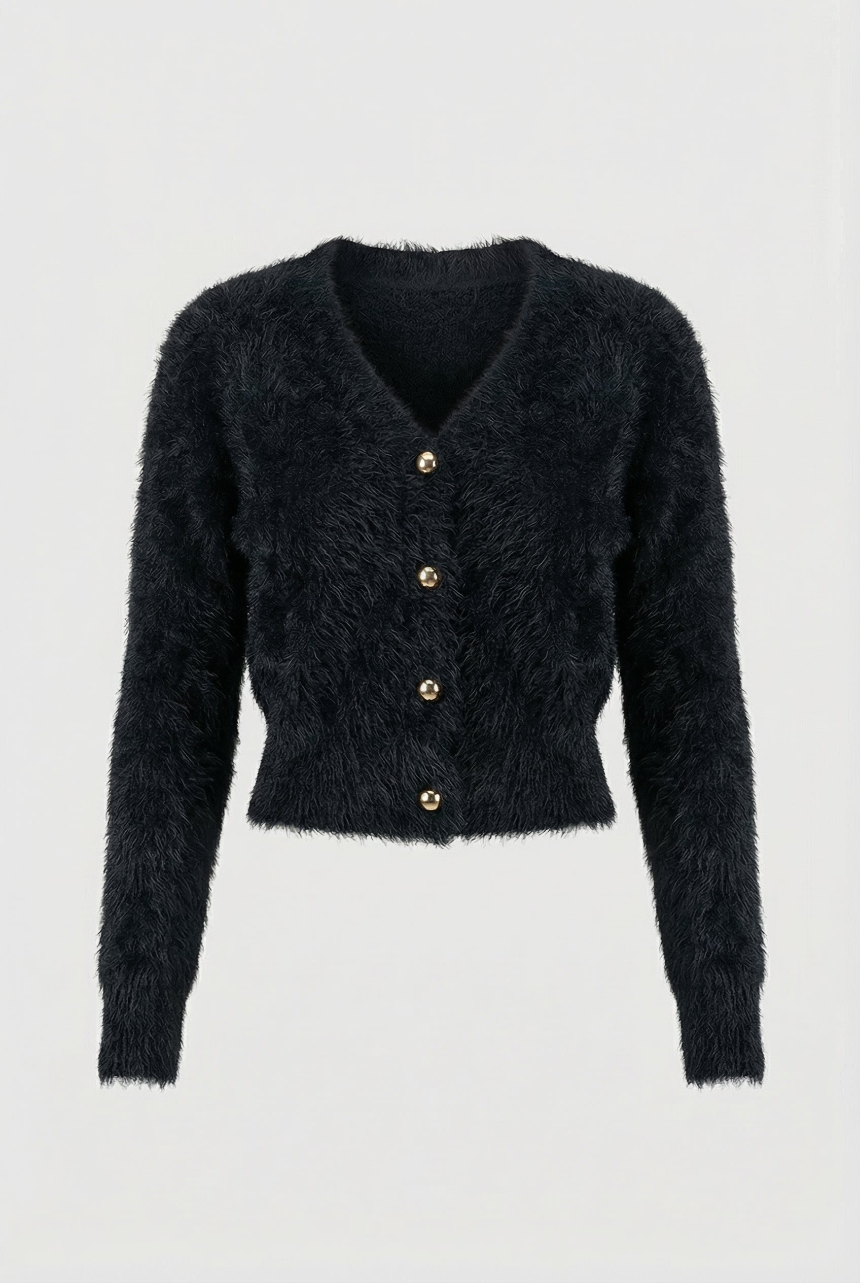 Victoria | Cozy Long Black Cardigan Sweater with Open Front Design - Lumina