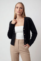 Victoria | Cozy Long Black Cardigan Sweater with Open Front Design - Lumina
