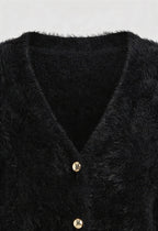 Victoria | Cozy Long Black Cardigan Sweater with Open Front Design - Lumina