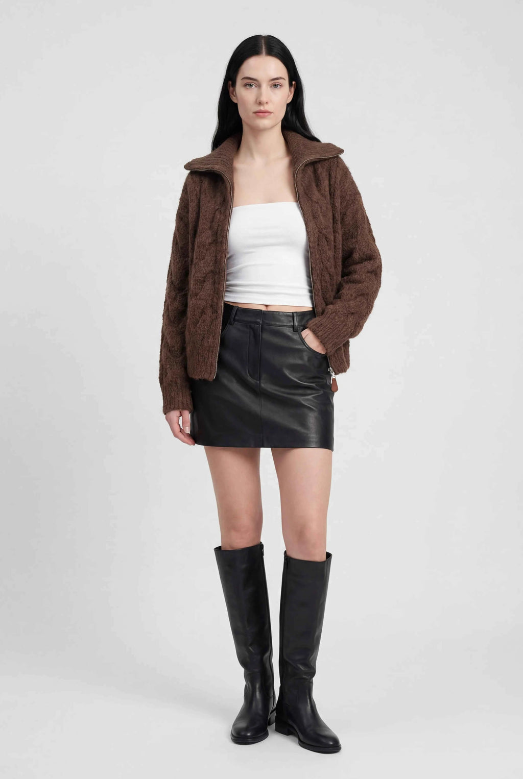 Victoria | Cozy Long Cardigan Sweater with Zipper Closure - Lumina