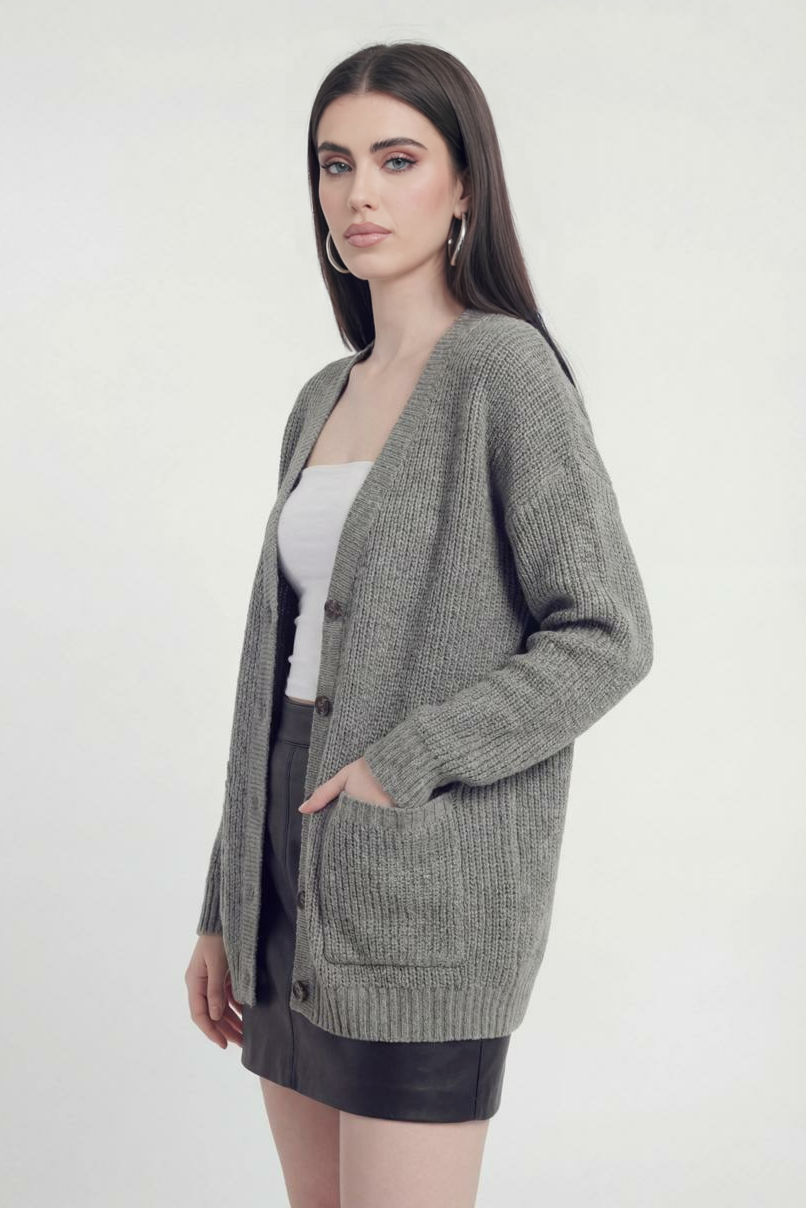 Victoria | Cozy Oversized Long Cardigan with Ribbed Details - Lumina