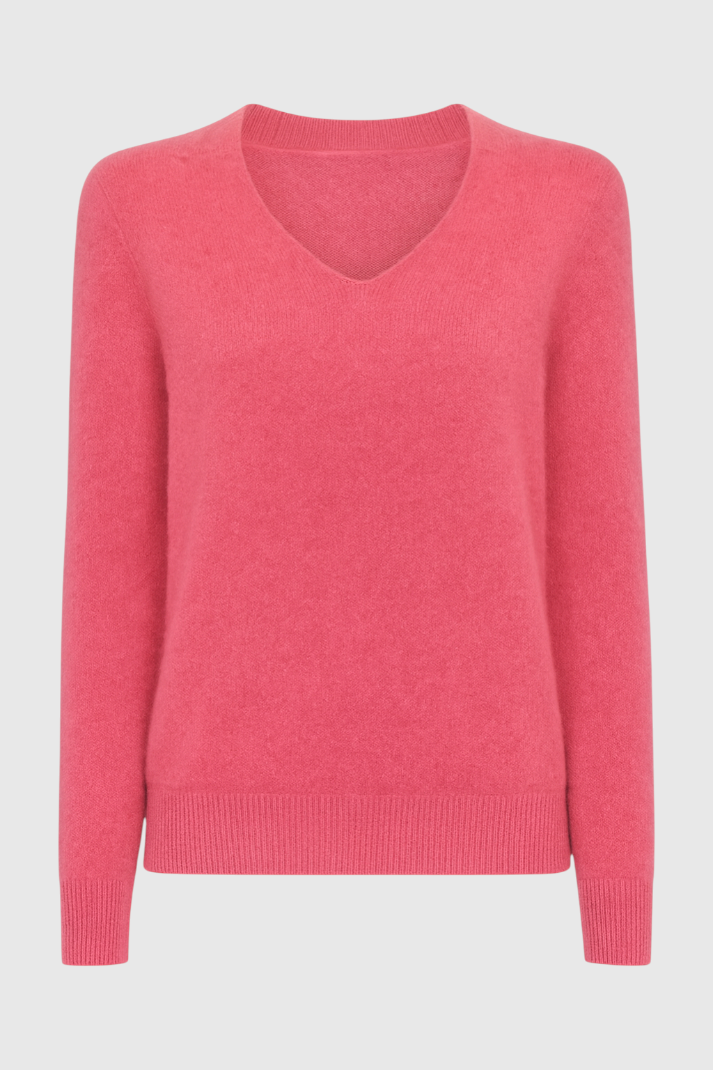 Victoria | Cozy Pink Red V-Neck Sweater with Flattering Fit - Lumina