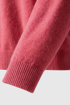 Victoria | Cozy Pink Red V-Neck Sweater with Flattering Fit - Lumina