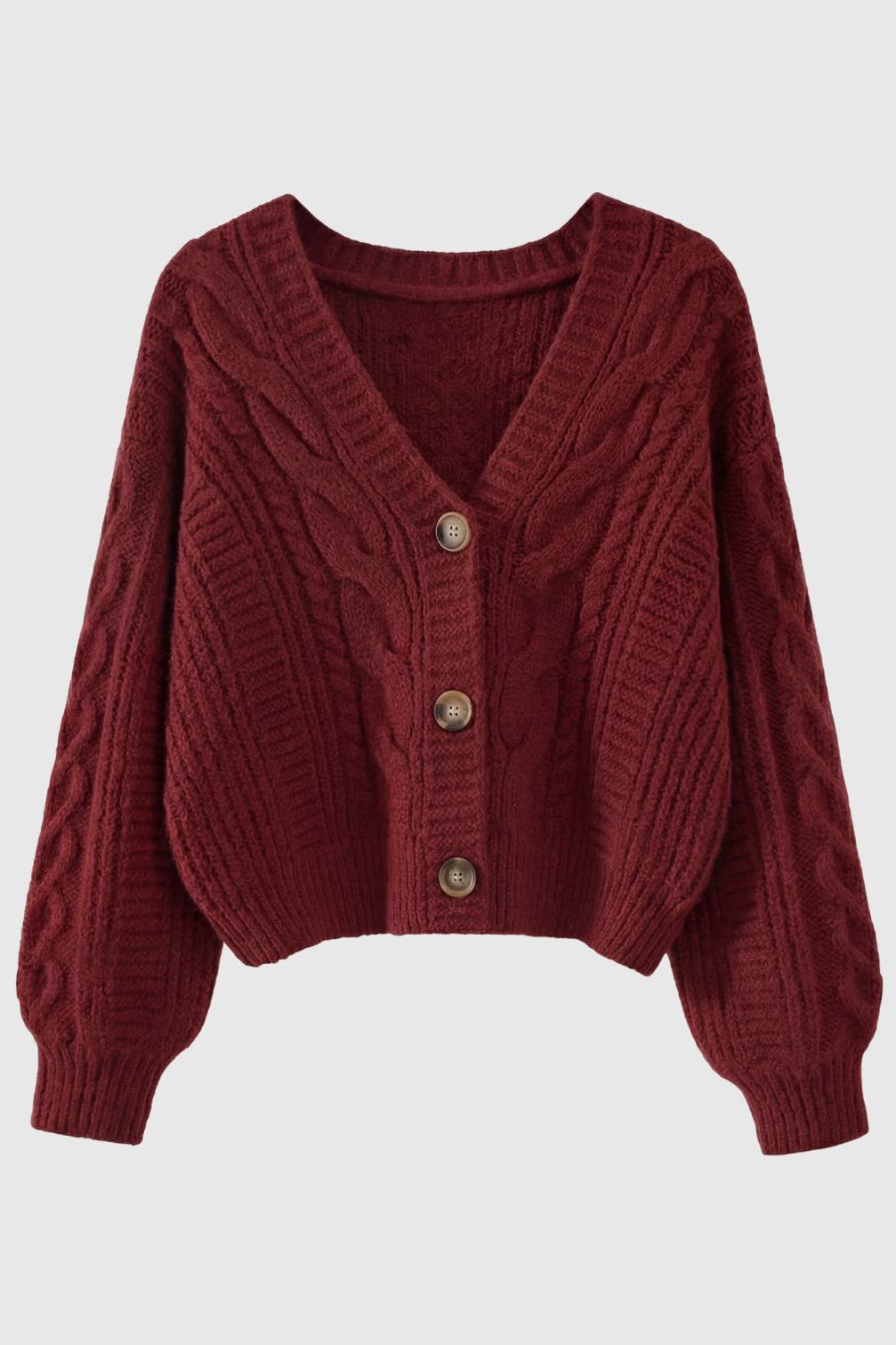 Victoria | Cozy Red Long Cardigan with Ribbed Details - Lumina