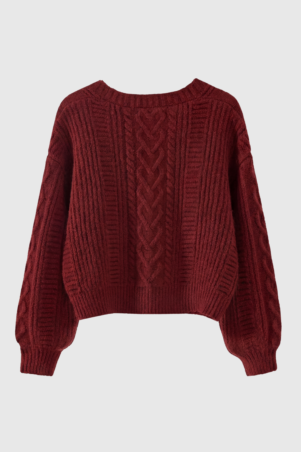 Victoria | Cozy Red Long Cardigan with Ribbed Details - Lumina