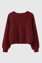 Victoria | Cozy Red Long Cardigan with Ribbed Details - Lumina