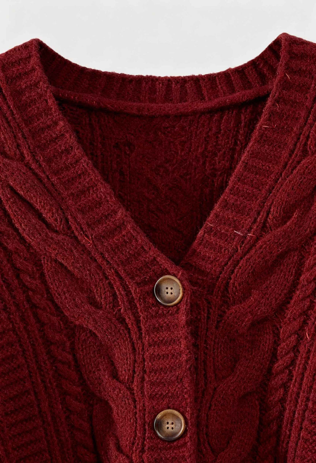 Victoria | Cozy Red Long Cardigan with Ribbed Details - Lumina