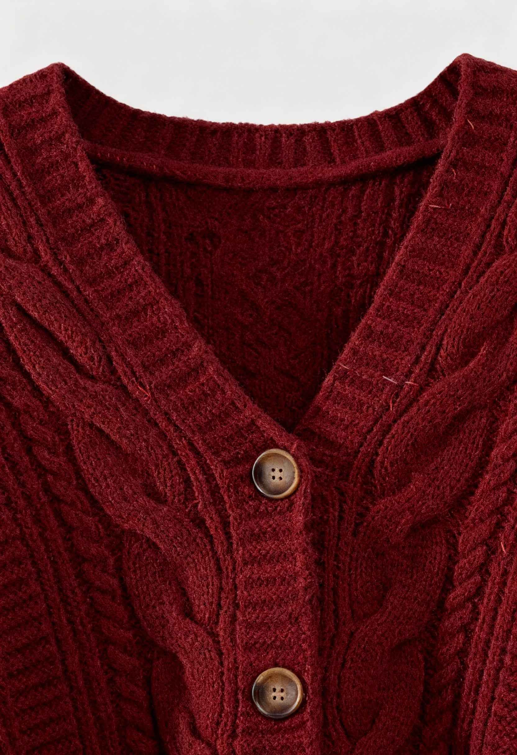 Victoria | Cozy Red Long Cardigan with Ribbed Details - Lumina