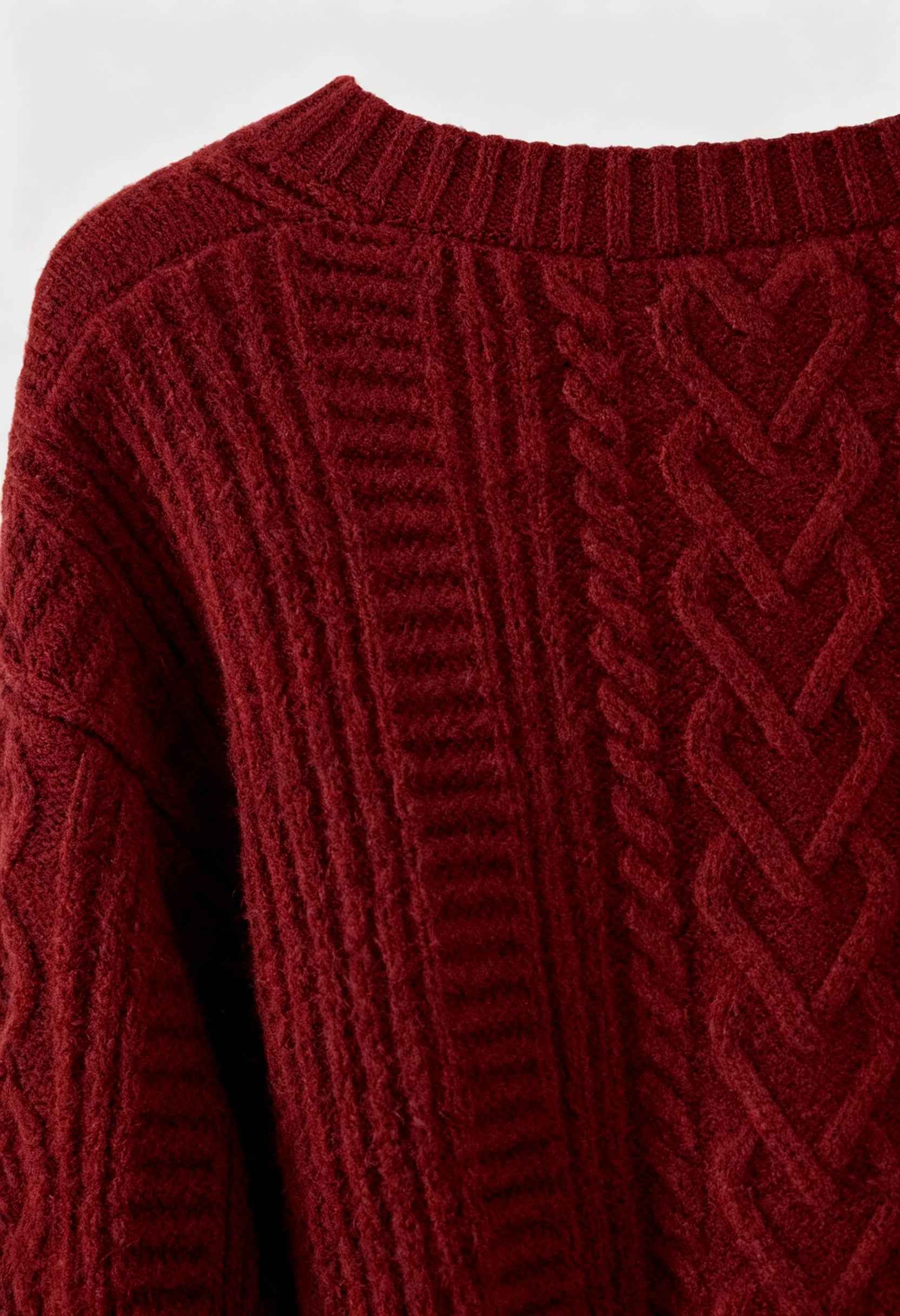Victoria | Cozy Red Long Cardigan with Ribbed Details - Lumina