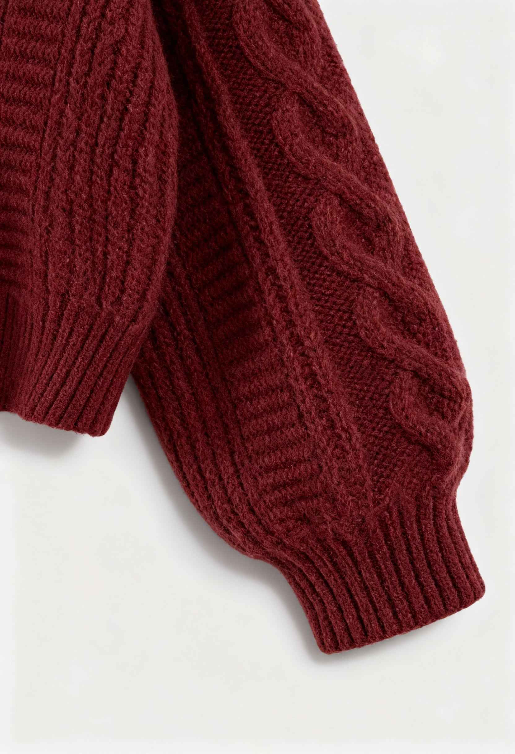 Victoria | Cozy Red Long Cardigan with Ribbed Details - Lumina