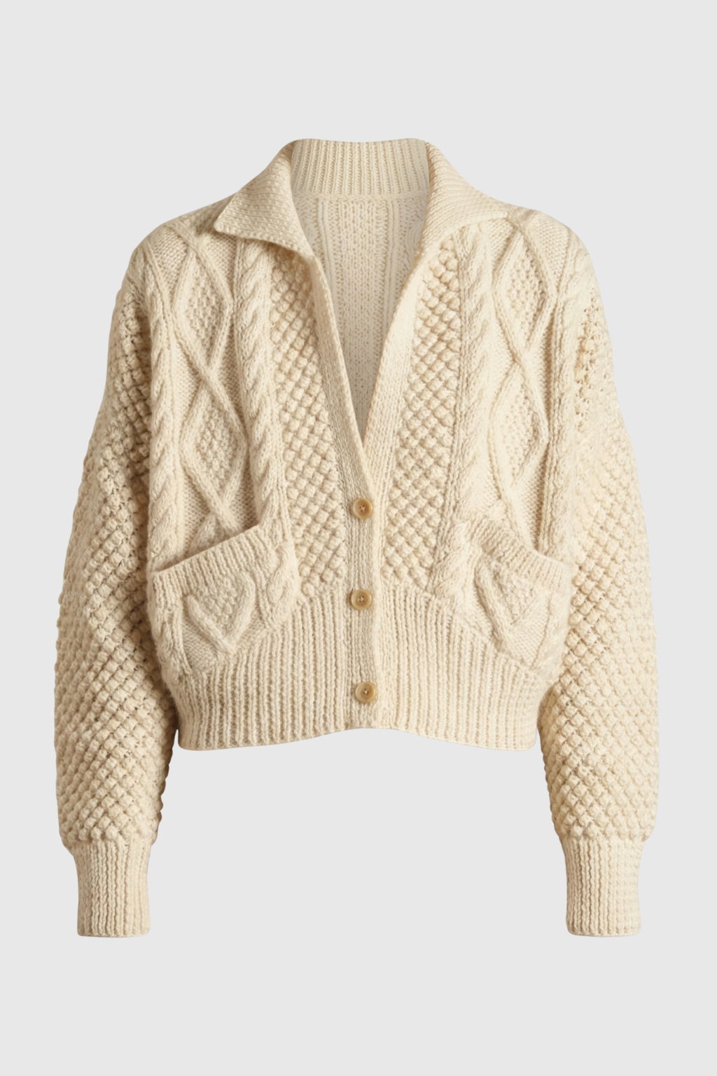 Victoria | Cozy White Knit Cardigan Sweater with Relaxed Fit - Lumina