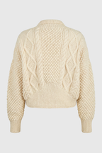 Victoria | Cozy White Knit Cardigan Sweater with Relaxed Fit - Lumina