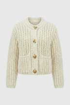 Victoria | Cozy White Long Cardigan Sweater with Relaxed Fit - Lumina