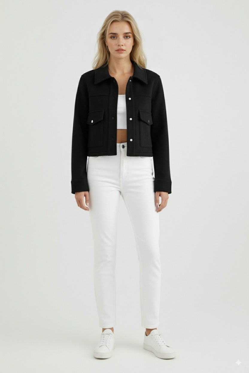 Victoria | Elegant Army Green Jacket with Button Closure - Lumina