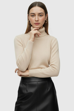 Victoria | Elegant Beige Slim Fit Turtleneck Sweater for Winter - Lumina