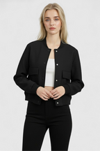 Victoria | Elegant Black Bomber Jacket with Timeless Design - Lumina