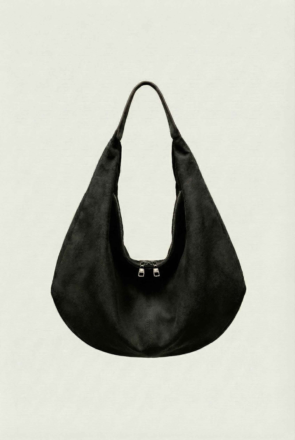 Victoria | Elegant Black Suede Hobo Handbag with Multiple Pockets - Lumina