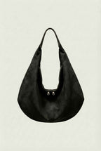 Victoria | Elegant Black Suede Hobo Handbag with Multiple Pockets - Lumina