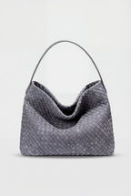 Victoria | Elegant Black Suede Tote Bag with Roomy Design - Lumina