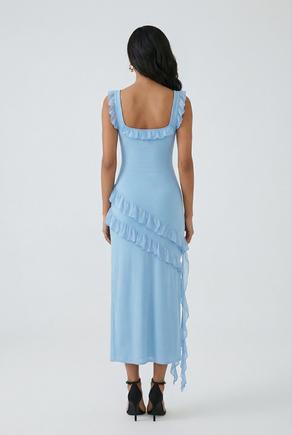 Victoria | Elegant Blue Evening Maxi Dress with High Slit - Lumina