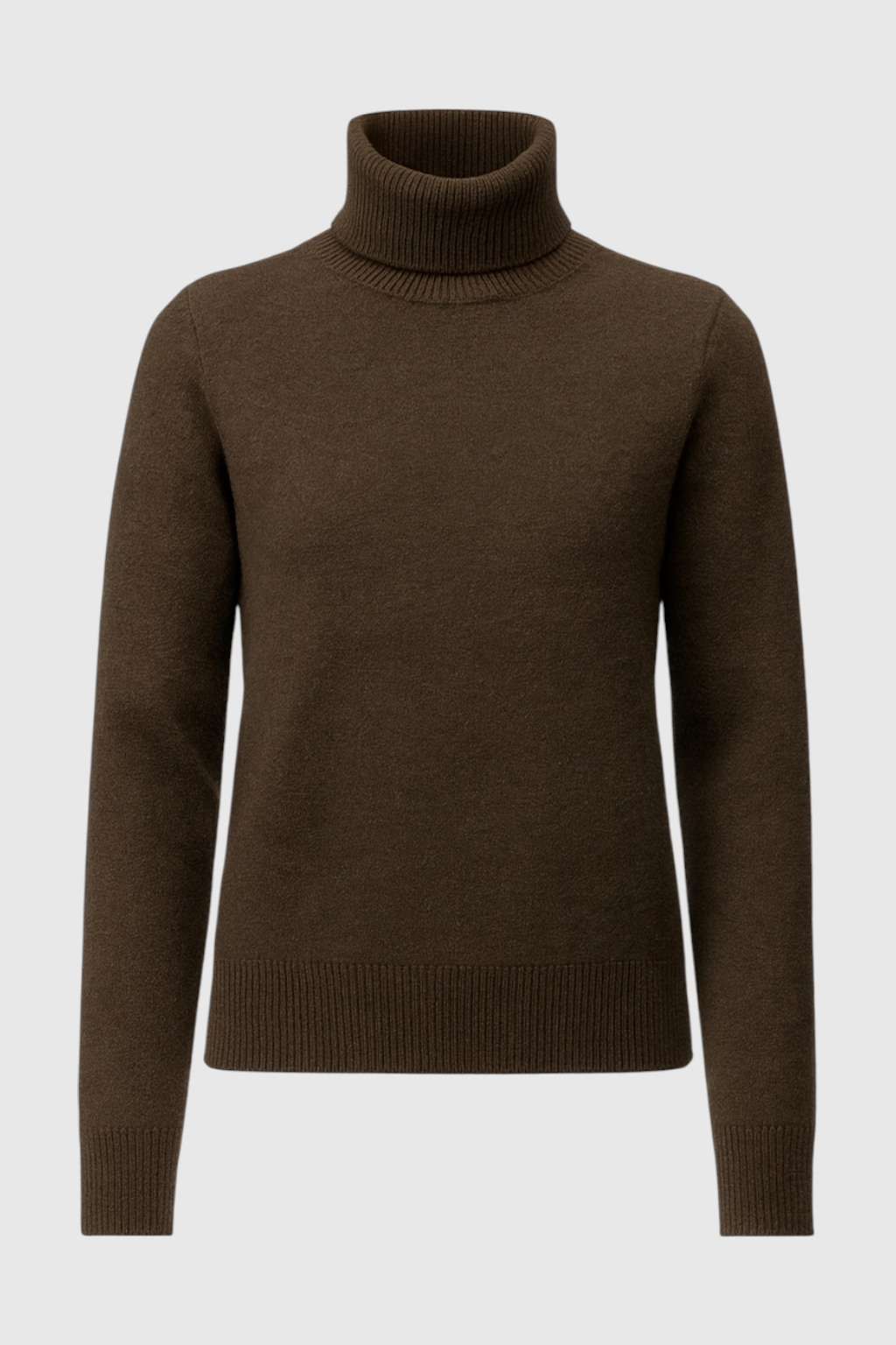 Victoria | Elegant Brown Turtleneck Sweater with Slim Fit - Lumina