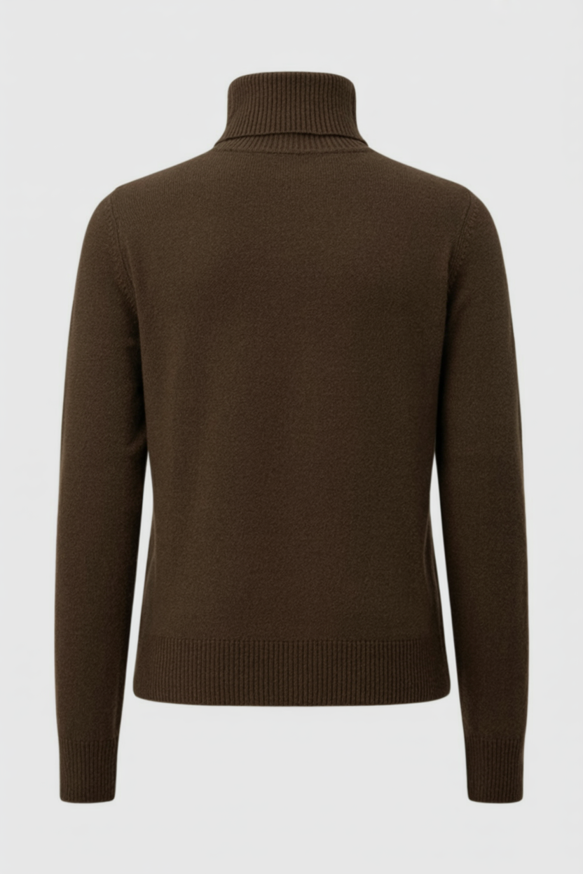 Victoria | Elegant Brown Turtleneck Sweater with Slim Fit - Lumina