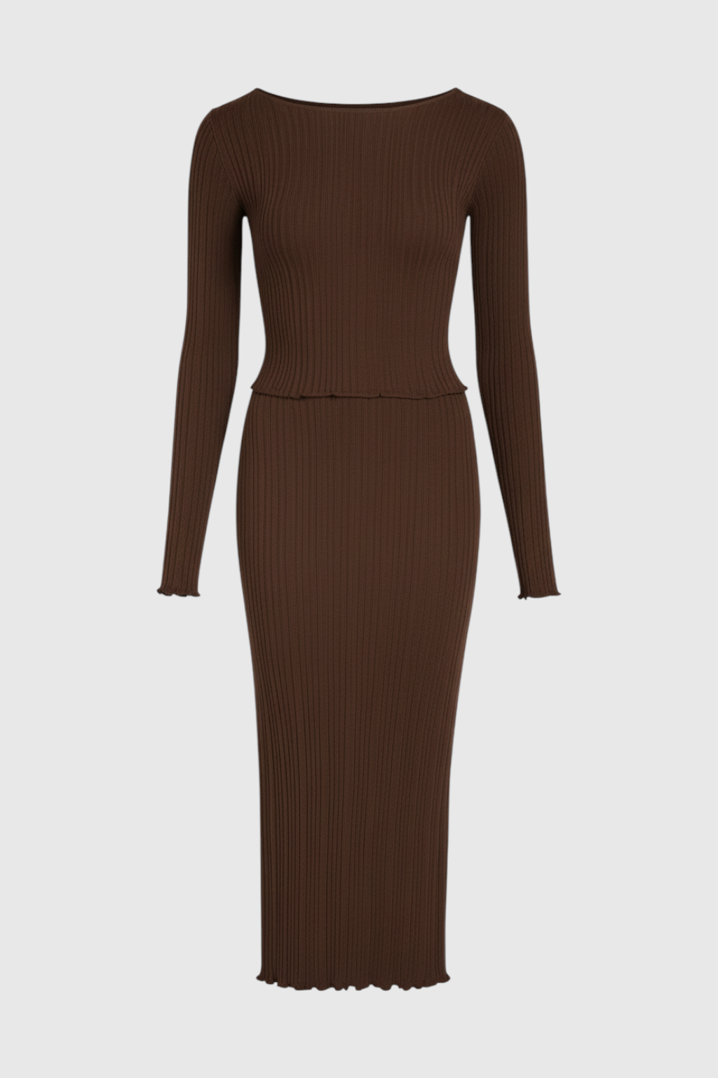 Victoria | Elegant Dark Brown Maxi Skirt Set with Flattering Fit - Lumina