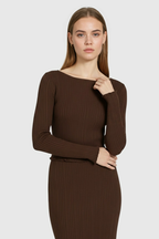 Victoria | Elegant Dark Brown Maxi Skirt Set with Flattering Fit - Lumina