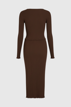 Victoria | Elegant Dark Brown Maxi Skirt Set with Flattering Fit - Lumina