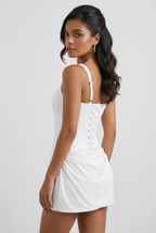 Victoria | Elegant Draped Mini Dress with Hourglass Silhouette - Lumina