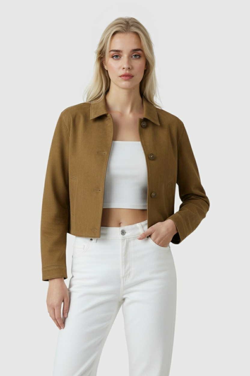 Victoria | Elegant French Collar Casual Jacket with Long Sleeves - Lumina