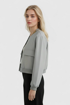 Victoria | Elegant Gray Bomber Jacket with Timeless Design - Lumina