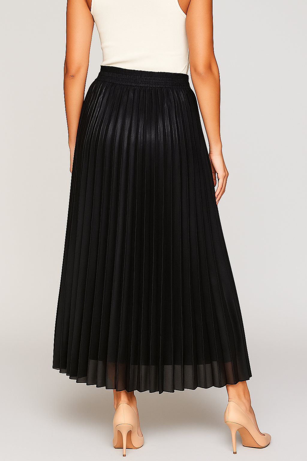 Victoria | Elegant High-Waist Pleated Maxi Skirt in Gold - Lumina