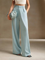 Victoria | Elegant High Waist Wide Leg Trousers - Lumina