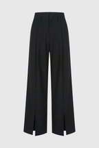 Victoria | Elegant High-Waisted Black Trousers with Pleats - Lumina