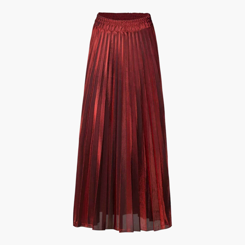 Victoria | Elegant High-Waisted Pleated Maxi Skirt in Gold - Lumina