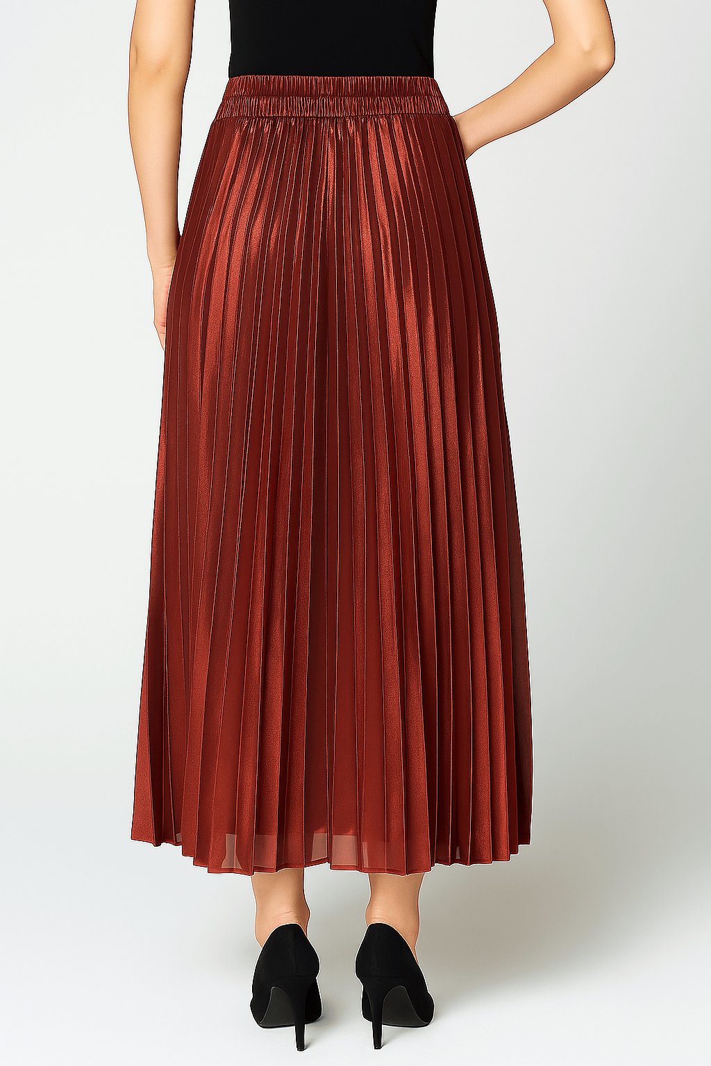 Victoria | Elegant High-Waisted Pleated Maxi Skirt in Gold - Lumina