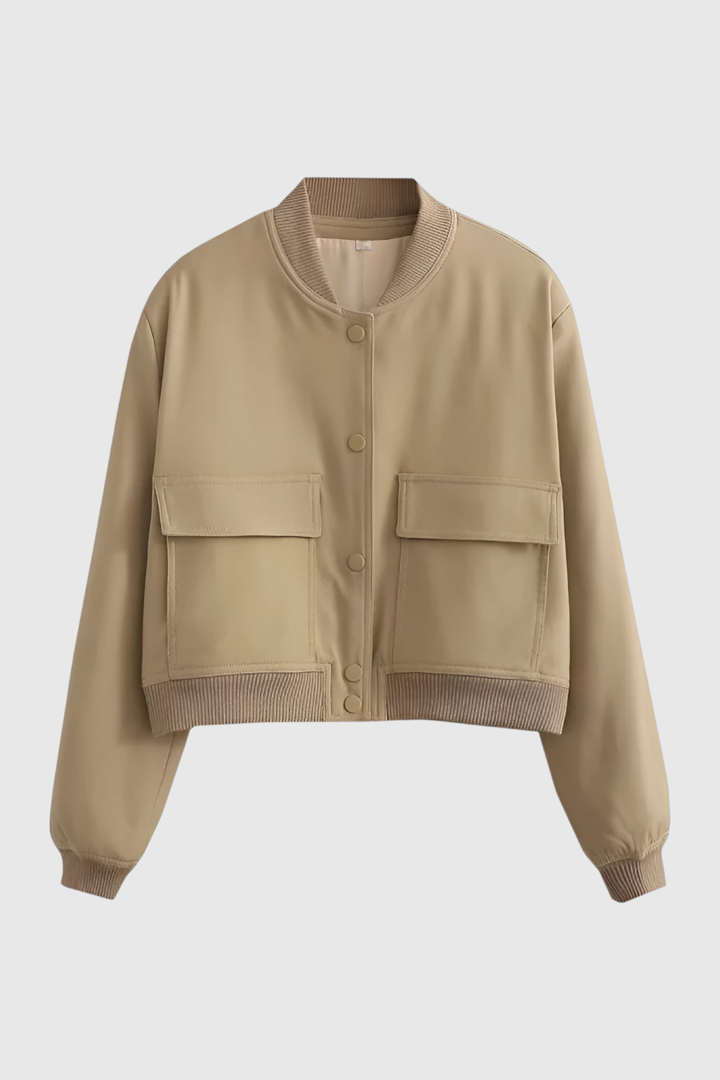 Victoria | Elegant Khaki Bomber Jacket with Loose Fit - Lumina