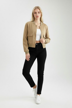Victoria | Elegant Khaki Bomber Jacket with Loose Fit - Lumina