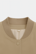 Victoria | Elegant Khaki Bomber Jacket with Loose Fit - Lumina
