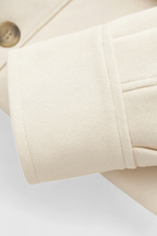 Victoria | Elegant Khaki Short Jacket with O-Neck & Long Sleeves - Lumina