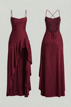 Victoria | Elegant Midi Dress with Lace-Up Back - Lumina