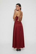 Victoria | Elegant Midi Dress with Lace-Up Back - Lumina