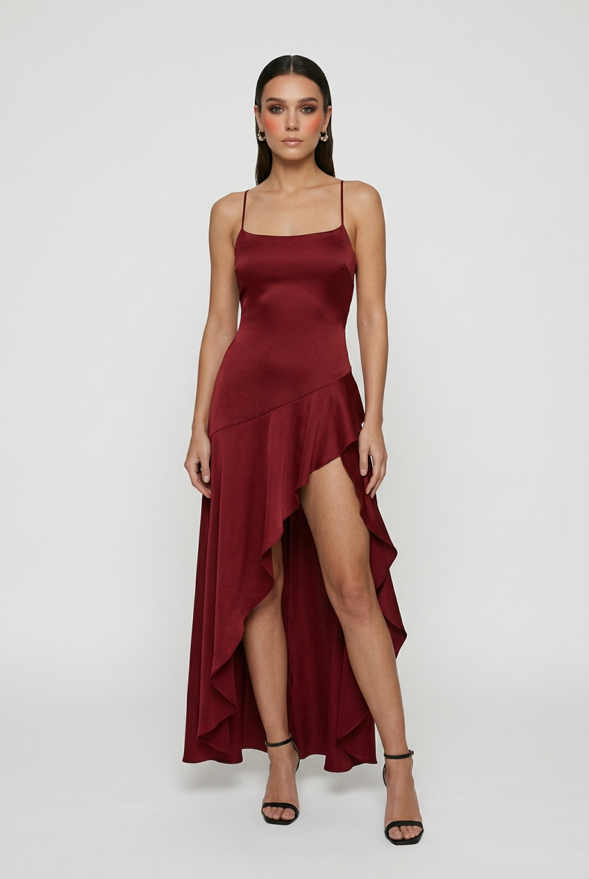 Victoria | Elegant Midi Dress with Lace-Up Back - Lumina