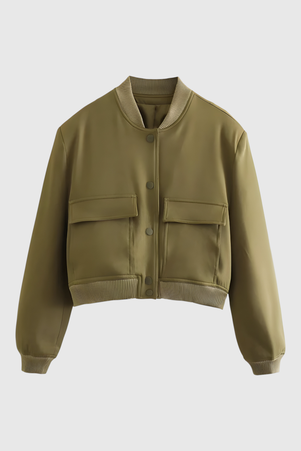 Victoria | Elegant Military Green Bomber Jacket with Comfortable Fit - Lumina