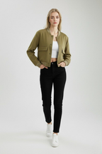 Victoria | Elegant Military Green Bomber Jacket with Comfortable Fit - Lumina