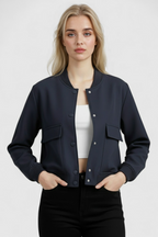 Victoria | Elegant Navy Bomber Jacket with Timeless Design - Lumina