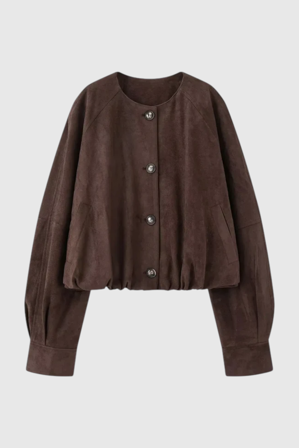 Victoria | Elegant O-Neck Jacket with Long Sleeves and Pockets - Lumina