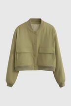 Victoria | Elegant Olive Green Bomber Jacket with Timeless Design - Lumina