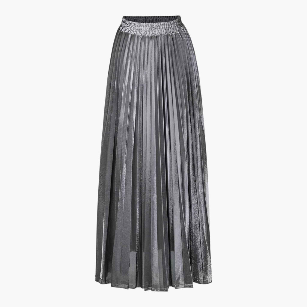Victoria | Elegant Pleated Gold Maxi Skirt for Women - Lumina